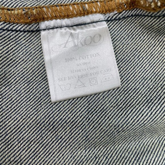 Akoo Brand Jean Vest Denim Camo Distressed Biker Hip Hop Streetwear Mens 3XL - Picture 6 of 10